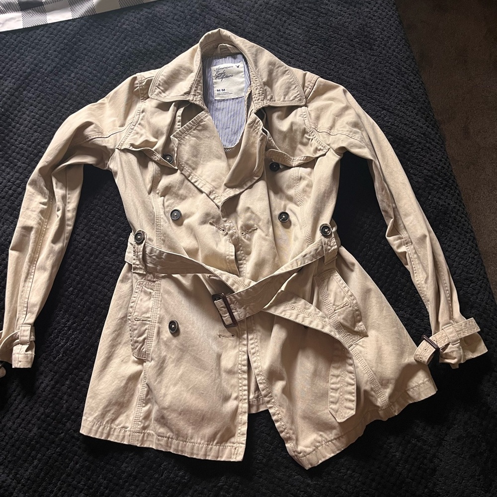 American Eagle Outfitters Beige Trench Coat